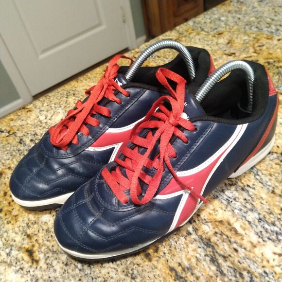 Diadora Capitano ID Indoor Soccer Shoes Navy Blue/Red Women’s Size 9 PO0508 - Picture 1 of 12